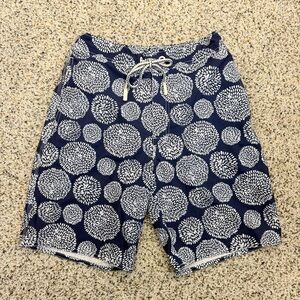 Johnnie-O Seaside Swim Trunks Mens Small Twilight Blue White Preppy Beach Pool